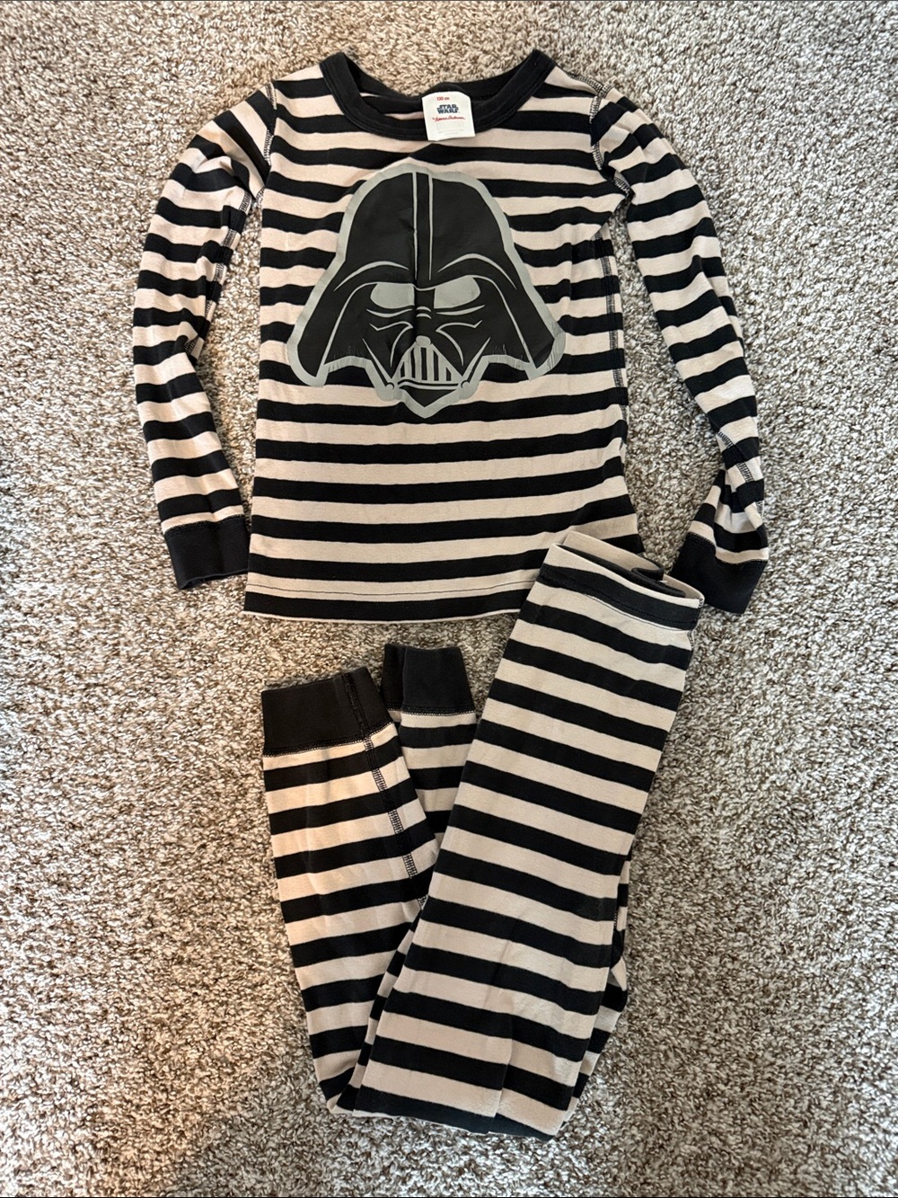 Hanna Andersson Black and White Striped Darth Vader Pajama Set